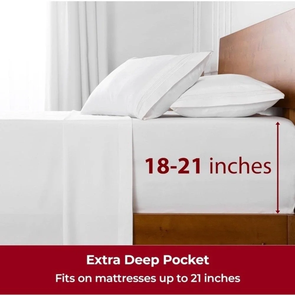 Mellanni Extra Deep Twin XL Sheet 3 Pc Iconic Collection Bedding‎ Hotel Luxury